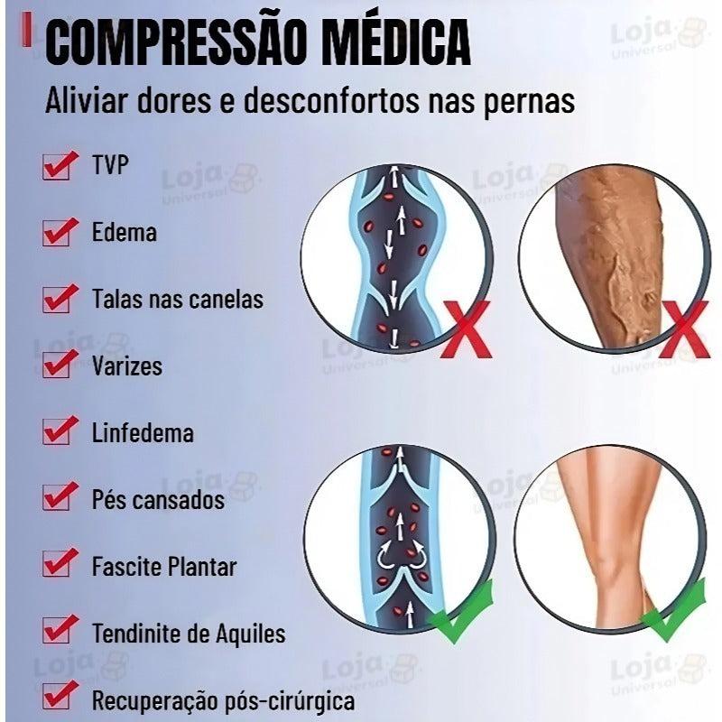 Meias de compressão vista lateral