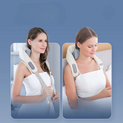Massageador inteligente em uso no pescoço