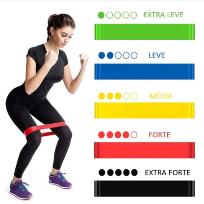 Elásticos mini band 5 resistências diferentes